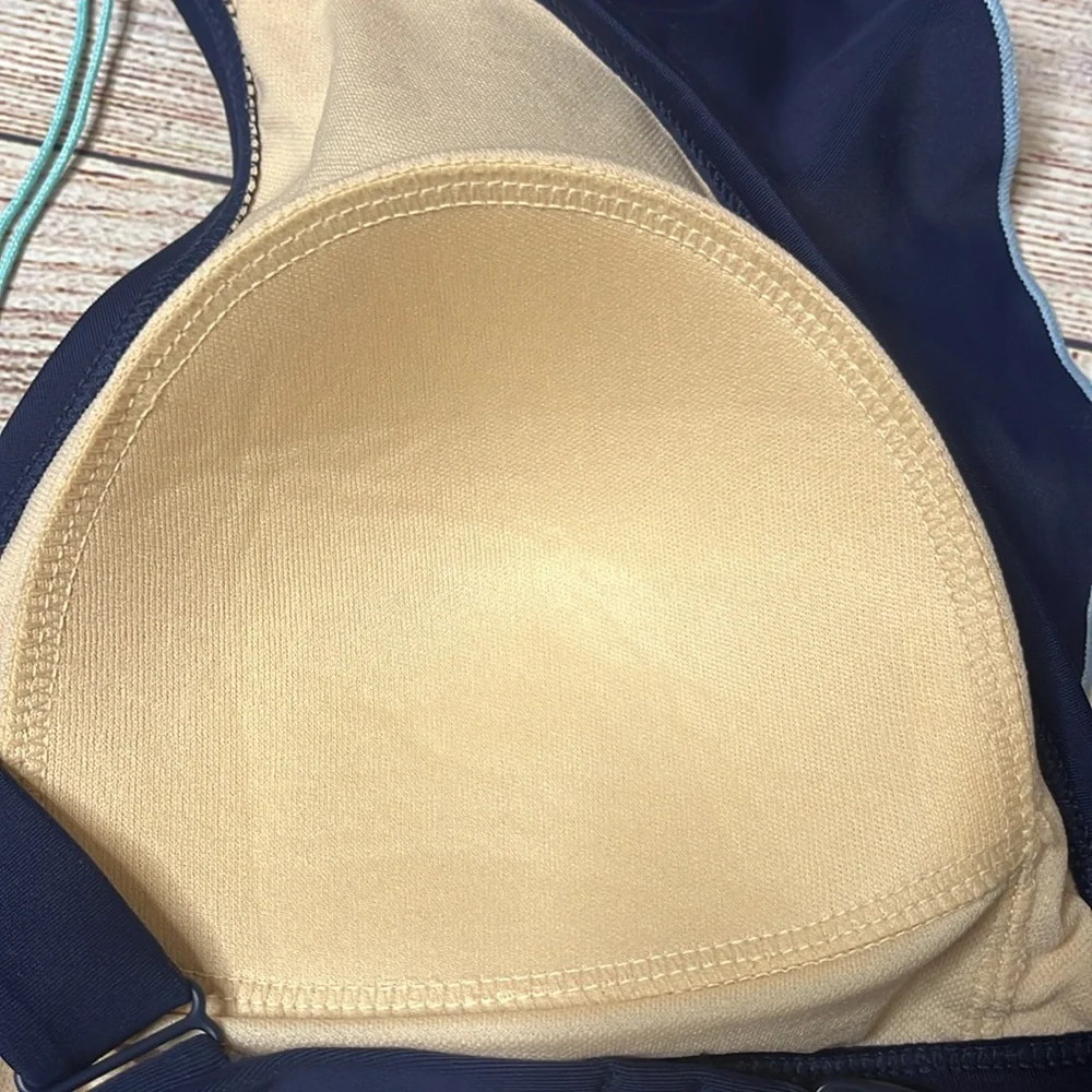 Kona Sol NWT Ruffled Oxford Blue Bikini Top Large - Picture 6 of 8